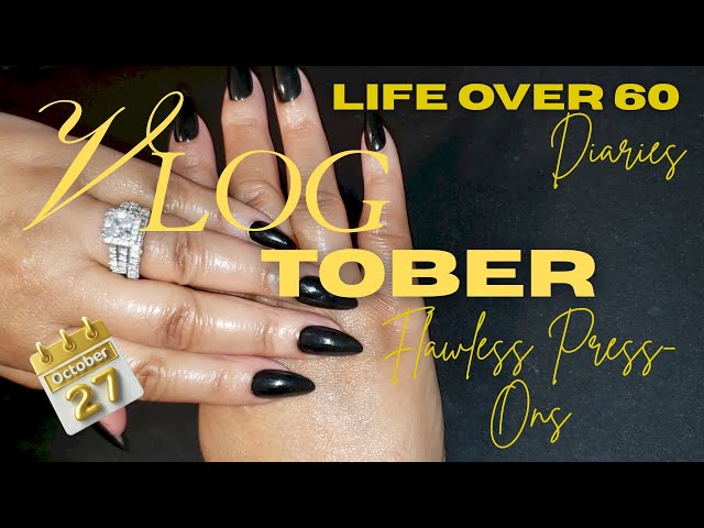 Vlogtober Day 27: Flawless Press-On Nails Tutorial | Mifoneix Black Almond Press-Ons + Best Glue
