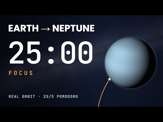 25/5 Pomodoro · Fly Earth → Neptune on a Real Orbit | 30-Minute Space Study With Me · FF-008