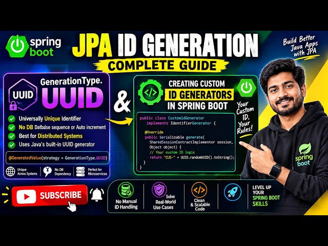 Spring Boot JPA: GenerationType.UUID in Spring Boot | How to Create Custom ID Generators in JPA