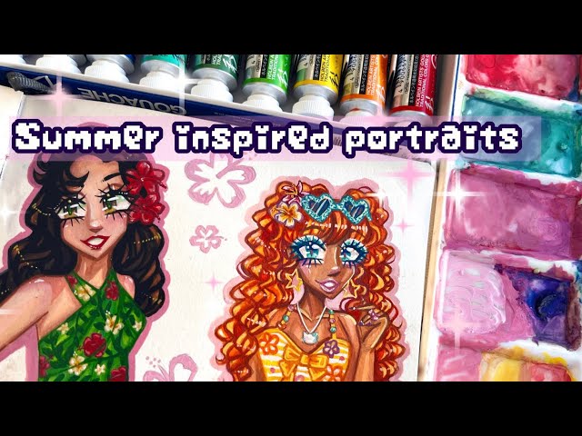 Sketchbook page + Holbein gouache summer set review 