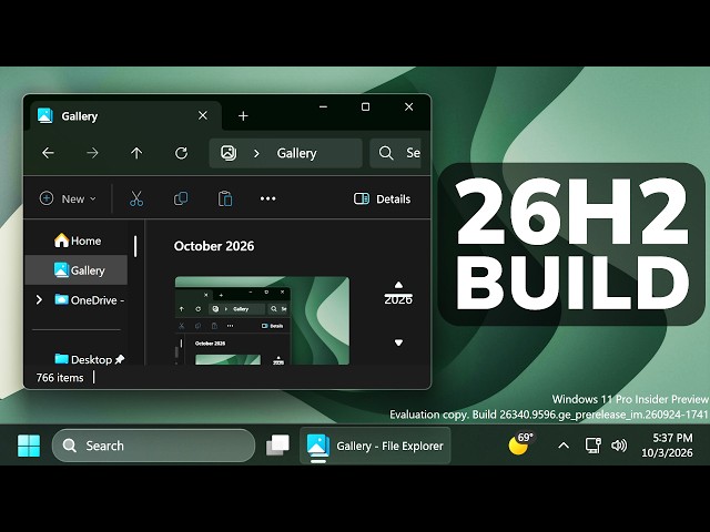 New Windows 11 26H2 Build 26340.9596 – New File Explorer Change, Settings Performance (Experimental)