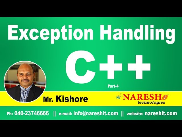 Exception Handling in C++ Part-4 | C ++ Tutorial | Mr. Kishore