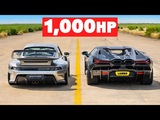 1,000hp Restomod Porsche 911 vs Lamborghini Revuelto: DRAG RACE