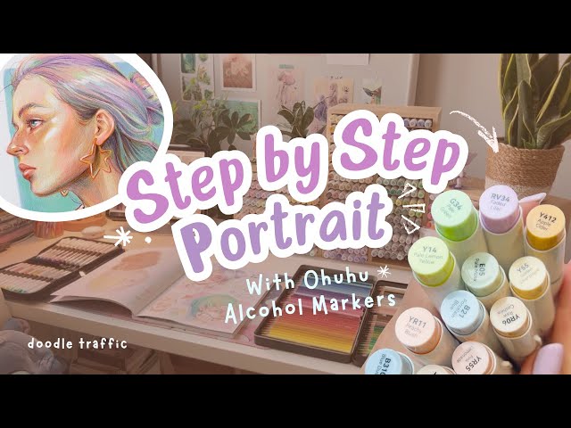How to Draw a Portrait with Alcohol Markers✨ Step by Step Tutorial with Ohuhu Tools