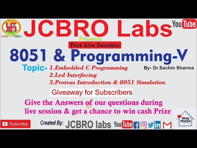 Live: 8051 (Embedded C, LED Interfacing and Proteus) (05)