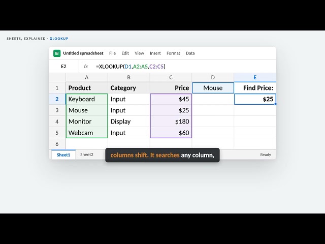 XLOOKUP in Google Sheets — XLOOKUP is the modern, flexible replacement for VLOOKUP