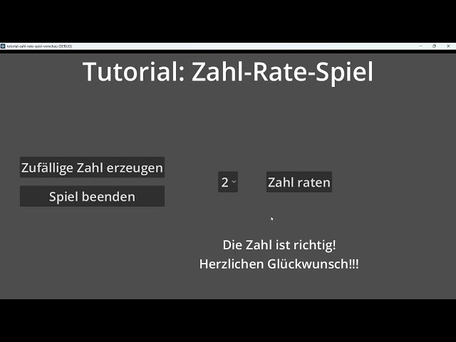 Godot Grundlagen - Vorschau Zahl-Rate-Spiel - Tutorial 01