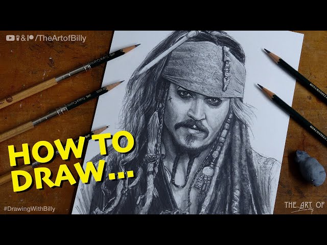 How To Draw Captain Jack Sparrow For Beginners (Johnny Depp in the Pirates of the Caribbean Movies)