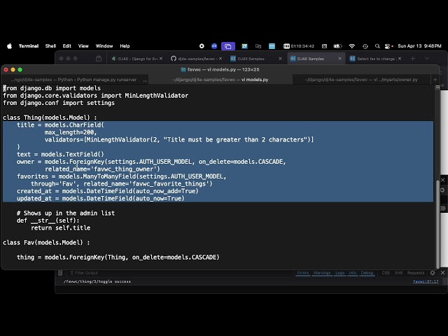 DJ 31.03 Django Many-to-Many Favorites with AJAX Implementation (34:18)
