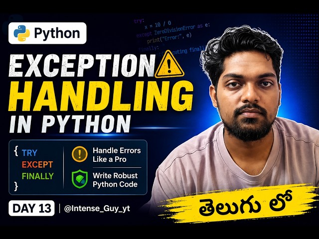 Python Day 13 – Exception Handling in Python |@Intense_Guy_yt | #python #telugu #code