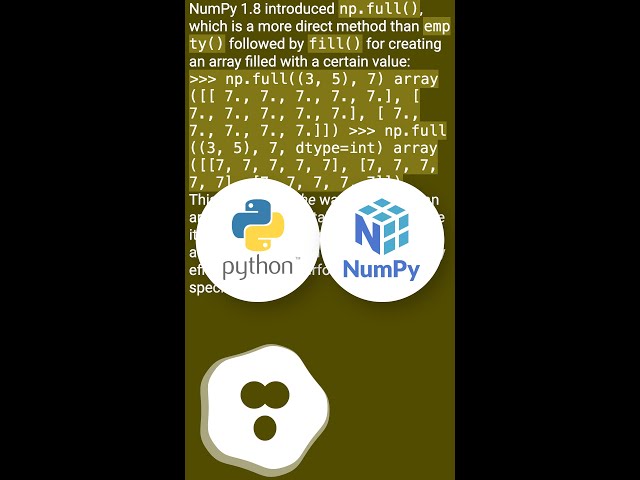 NumPy array initialization (fill with identical values) #shorts
