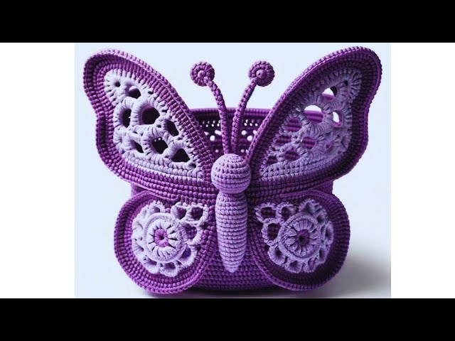 🧶💯👌AMAZING😍CROCHET DESIGN 🧶💯 BUTTERFLY SHAPE BASKET MAKING TUTORIAL #crochet #butterfly #basket