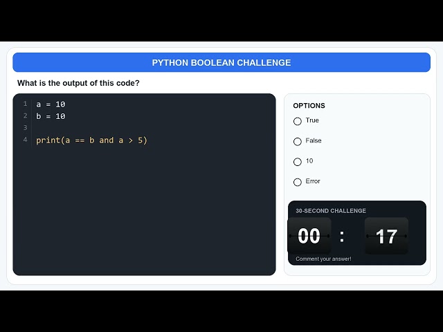 True or False? Python Boolean Challenge 🐍 | Beginner Quiz