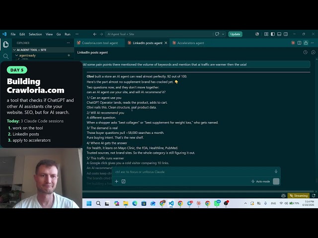 Day 5: I ran 3 AI agents at once — tool, LinkedIn posts, accelerators