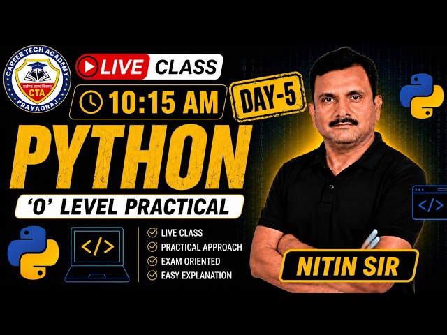 O Level Python Practical Day-5 | Live Class | Exam-Oriented Python Programs | By Nitin Sir | #olevel