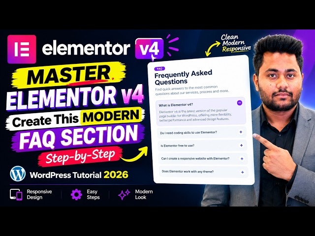 Master ELEMENTOR v4 🔥Build a MODERN FAQ Section from Scratch | WordPress Tutorial 2026