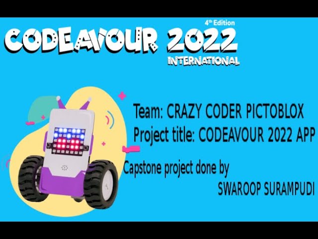 CODEAVOUR 2022 CAPSTONE PROJECT TEAM CRAZY CODER PICTOBLOX PROJECT TITLE: CODEAVOUR 2022 APP.