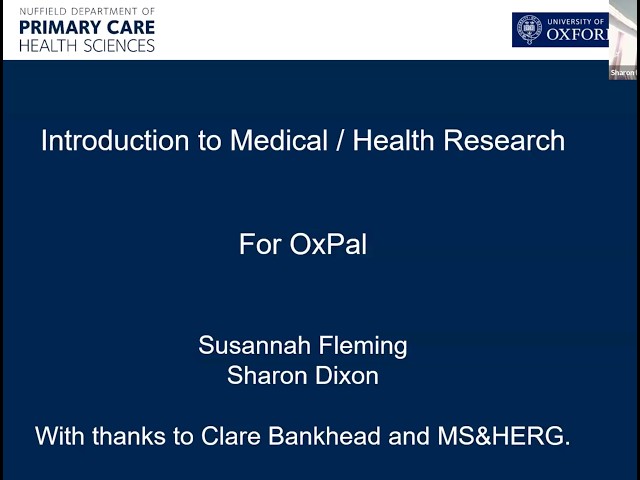 OxPal Health & Medical Research Methods: Introduction to Medical & Health Research