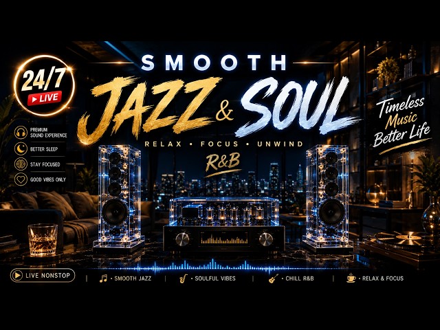 Smooth Jazz & Soul R&B 24/7 - Midnight Jazz Lounge | Relaxing Instrumental Vibes