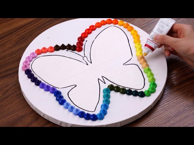 [1541] How to Paint a Butterfly Landscape in Rainbow Colors｜SUPER EASY ACRYLIC PAINTING