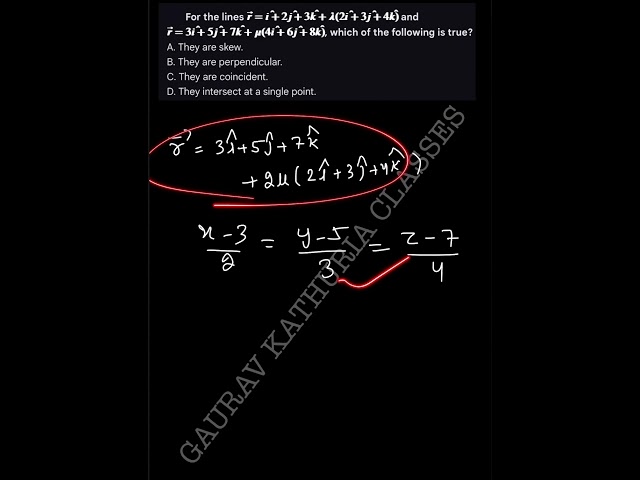 Coincident lines in 3D# class12MathsMcq