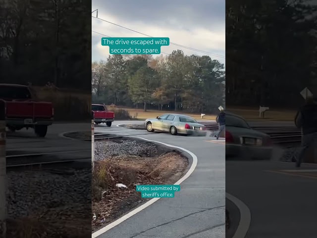 Drive escape train crash with 12 seconds to spare #georgia #train #crash