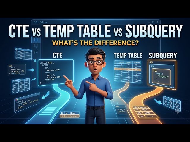 CTE vs Temporary Table vs Subquery — What's the Difference? | SQL Explained