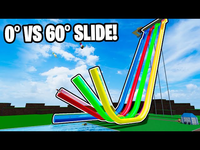 0° VS 60° Water Slide Launch Challenge! (Waterpark World)