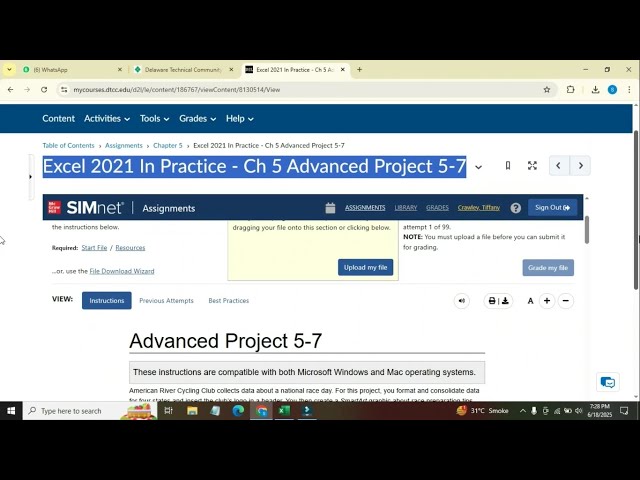 Excel 2021 In Practice - Ch 5 Advanced Project 5-7 | SIMnet Assignment Help 2024 Guide Step by Step