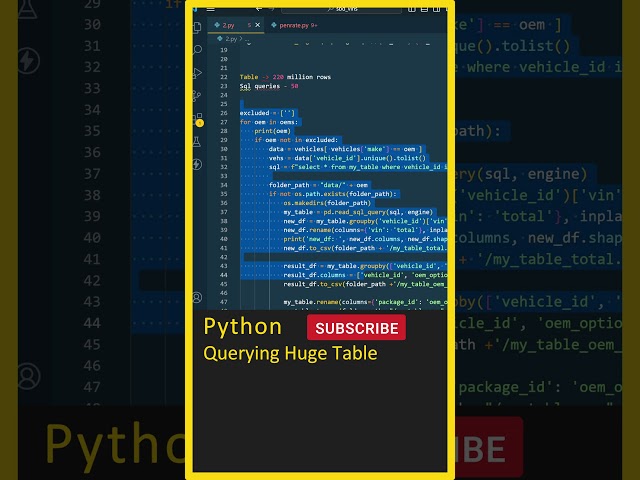 Python Tutorial (Querying Huge Table) Python Pandas,Python Automation,Python For Beginners In Telugu