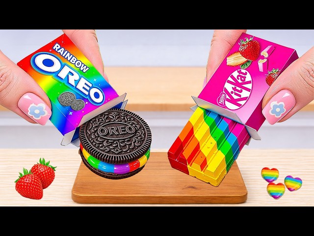 How to Make Rainbow Cake Recipe With Chocolate 🌈 Cute Colorful KitKat & Oreo Cake ❤️