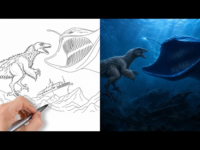 How to draw Achillobator dinosaur - Step by step Tutorial