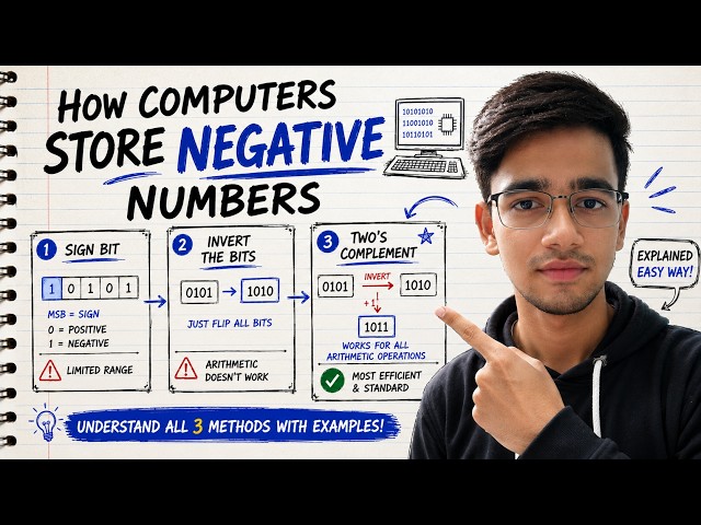 How Computers Store Negative Numbers | Sign Bit, 1's & 2's Complement