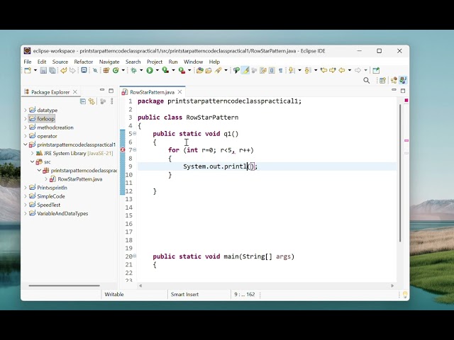 JavaProgramBasicStarPattern