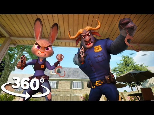 VR 360° Zootopia: Police Judy Hopps & Chief Bogo Arrest You! | 4K