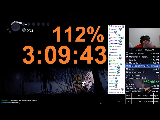 Hollow Knight 112% APB Speedrun in 3:09:43
