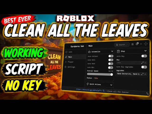 [BEST] Clean All The Leaves Script NO KEY | Auto Clean, Sell, Buy, Vest & More - Best Roblox Script