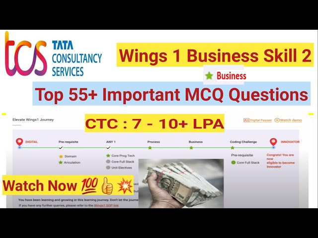 TCS Wings 1 Business Skll 2 TOP 55+ MCQ Questions || tcs bussiness skill 2 mcqs  #tcs #india #job