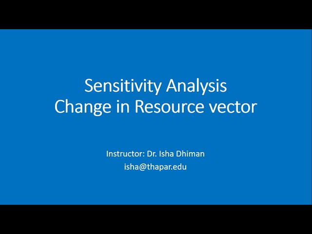 Sensitivity Analysis Part-1 Change in resource vector