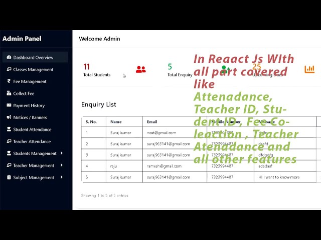 School Management Project In React Js , MERN Stack , Student , Admin, Student, Teacher, Accountant