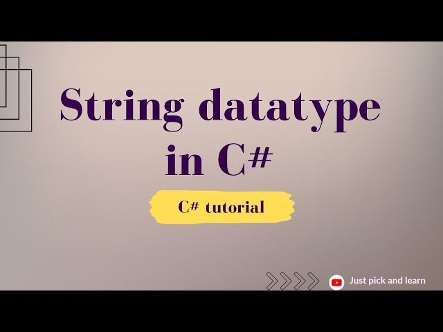 C# String data type | C# Tutorial