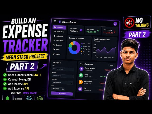 Build an Expense Tracker Web App | MERN Stack Project | User Authentication & MongoDB | Part 2