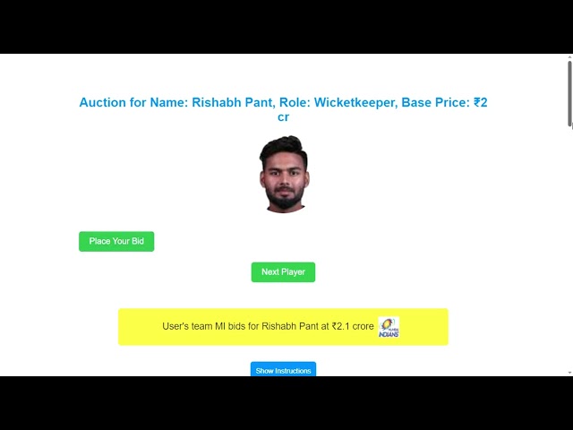 IPL Auction Game Simulation | JavaScript Web Development Project Demo
