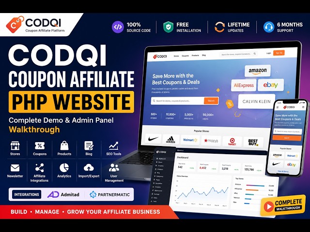 Codqi Coupon Affiliate PHP Website | Complete Demo & Admin Panel Walkthrough