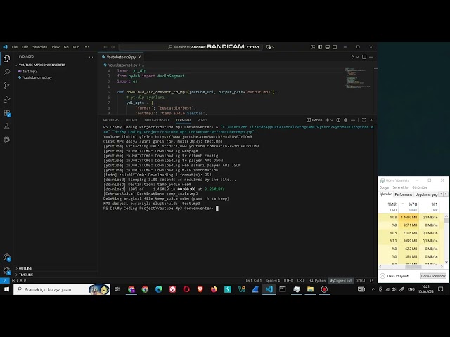 Python Youtube Video - To Mp3 Convertener