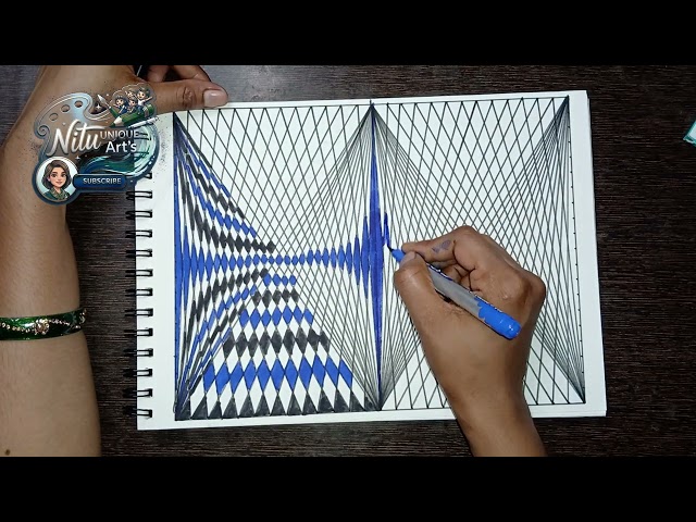 Line Illusion Drawing on3D Paper | Easy Drawing | Step By Step #Doodle Art #lineart #art #tutorial