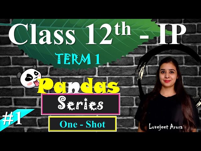 TERM 1 - Class 12 IP | Complete Syllabus | Pandas Series - ONE SHOT | Best Lecture Series | PART 1 |