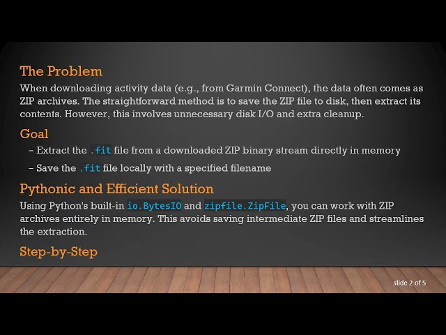 How to Extract and Save a .fit File from a ZIP Archive in Python Without Saving the ZIP