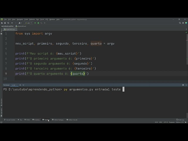 309 - Acessando a argumentos passados ao executar o módulo por linha de comando Python