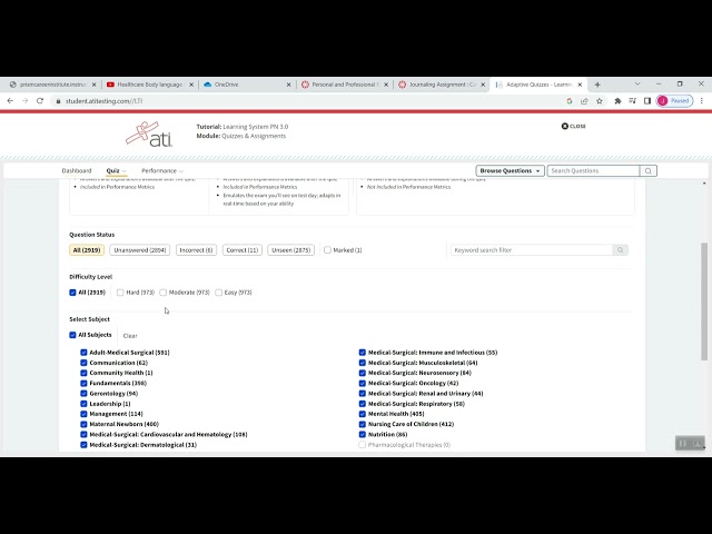 ATI Dynamic Quiz Tutorial